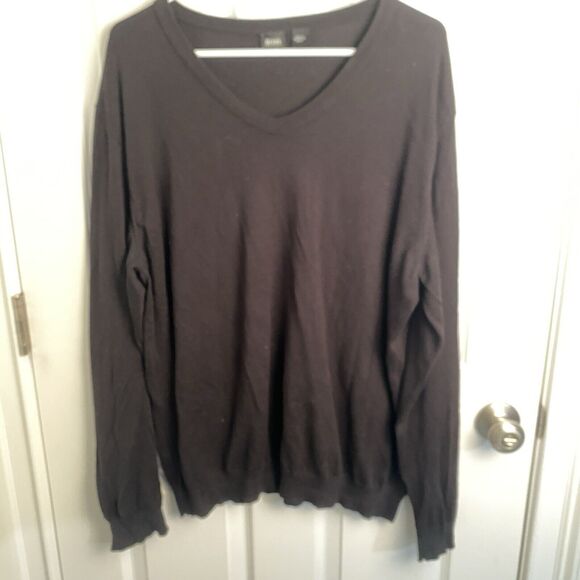 Hugo Boss Sweater Mens XXL 2Xl Regular Fit V Neck Pull Over 100% Cotton Black - Picture 1 of 10